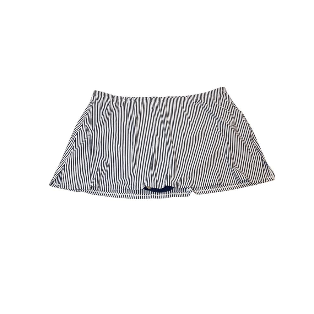 Cacique Swim Lane Bryant Blue & White Nautical Stripe Swim Skirt Sz: 22